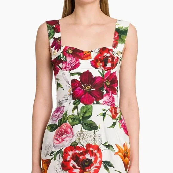 Dolce & Gabbana Rafia Fiori Floral Cotton Poplin Minidress - Picture 2 of 5